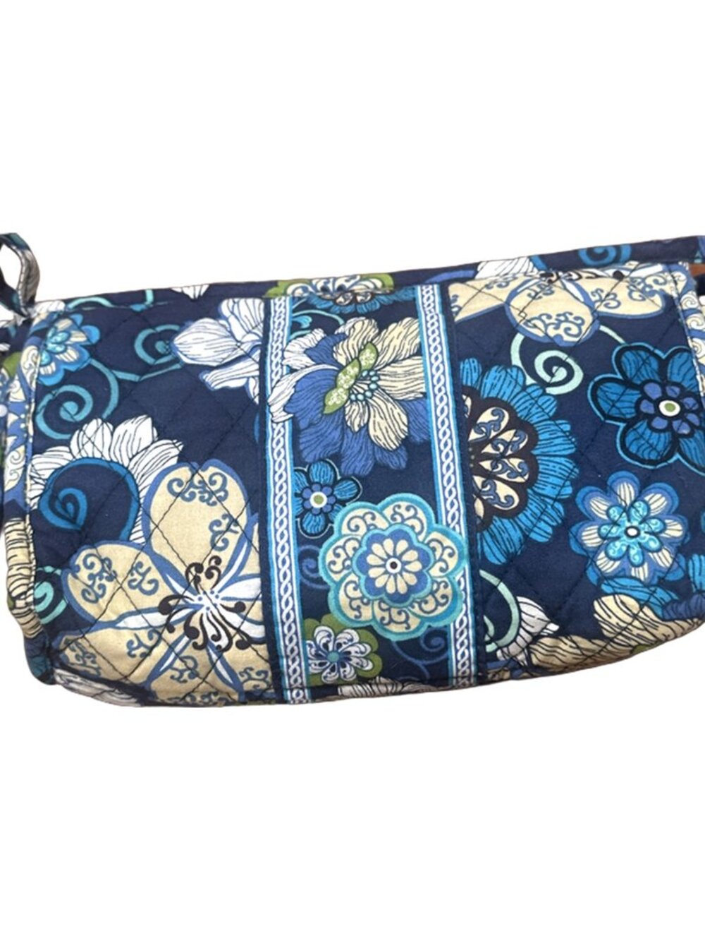 Vera Bradley Mediterranean Blue Medium Bow Cosmetic Bag Retired Pattern 2008